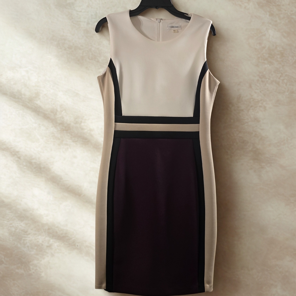 Calvin Klein Cream and Black Mini Dress